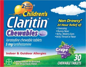 Children's Claritin Chewables 24 HR Children Allergy Medicine, Grape, 30 Count
