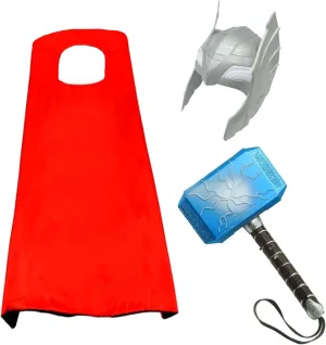 Children's Role Playing Set Children's Hero Toy LED Light Mask Cloak and Hammer gift