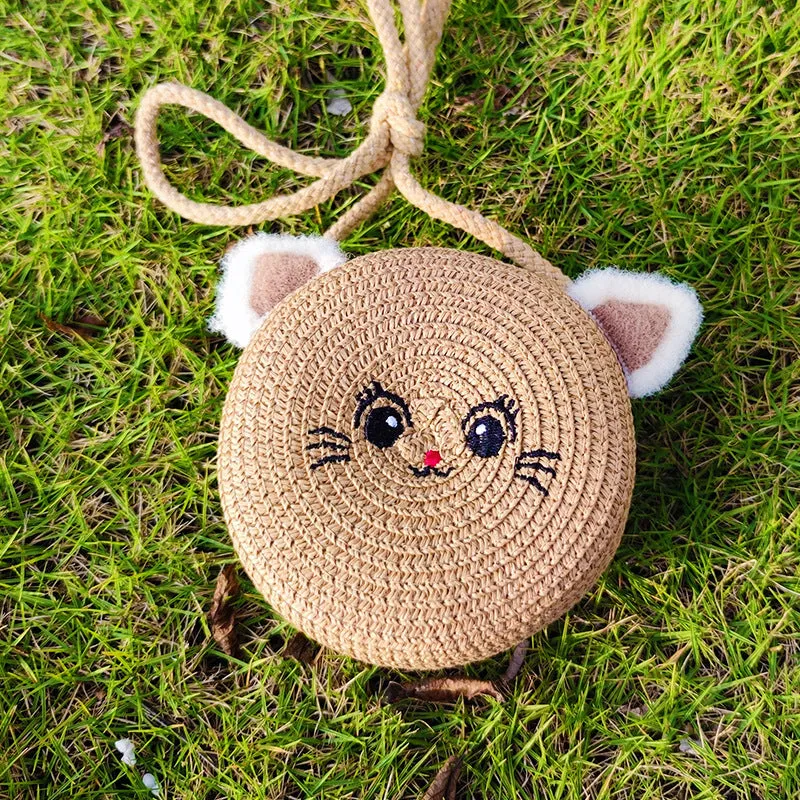 Children's Summer Trendy Woven Straw Cute Crossbody Bags