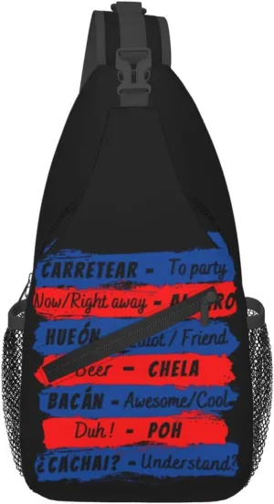 Chile Flag Chilean Slang Crossbody Bags Sling Backpack Cross Chest Bag Sports Shoulder Bag Gym Fanny Pack Adjustable Cycling Daypack Diagonally Rucksack for Running