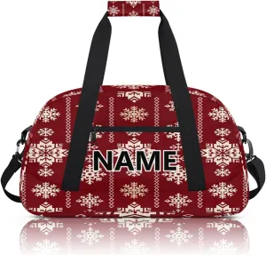 Christmas Snowflake Mini Gym Bag 18 inch for Women Men Waterproof Custom Winter Snowflake Travel Duffel Bag Carry On Overnight Tote Nurse Bag for Work Fitness Hiking