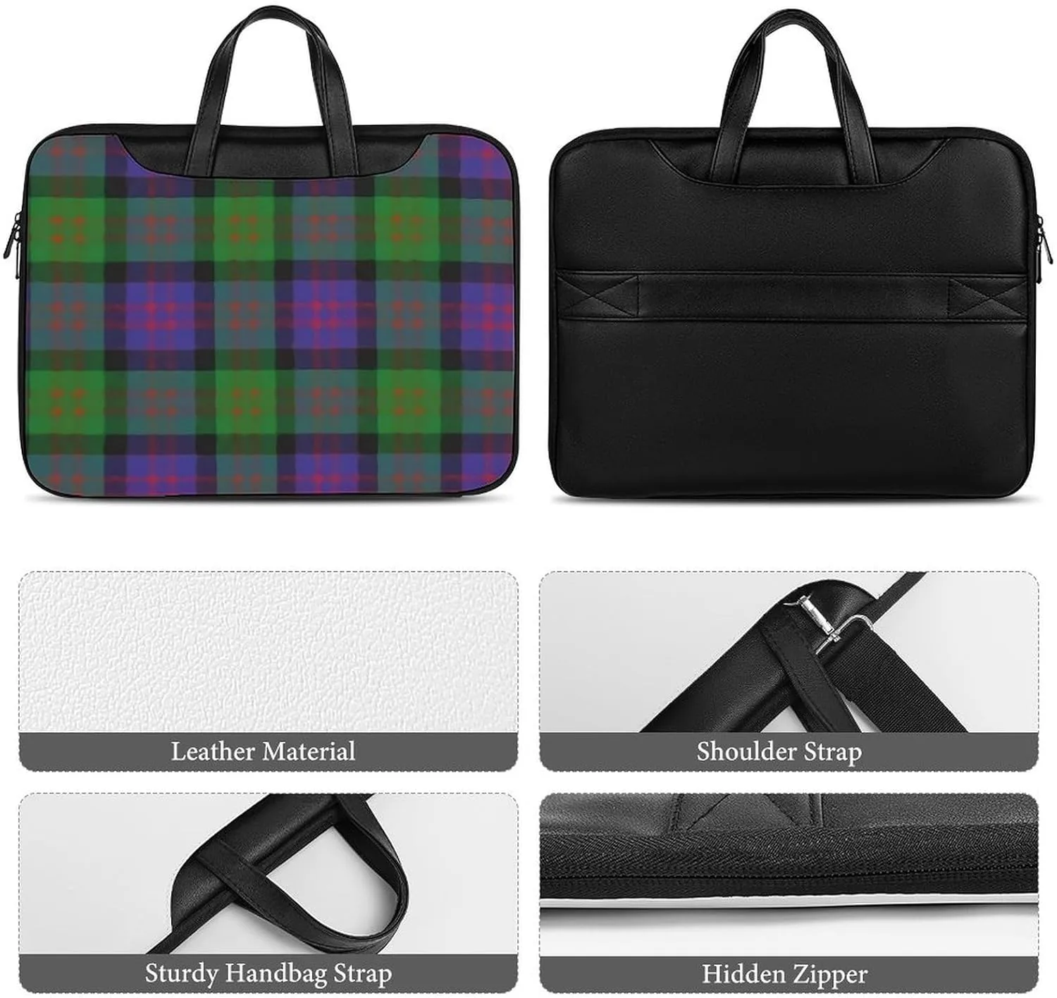 Clan Rutherford Tartan Handheld Single Shoulder Crossbody Laptop Bag Unisex
