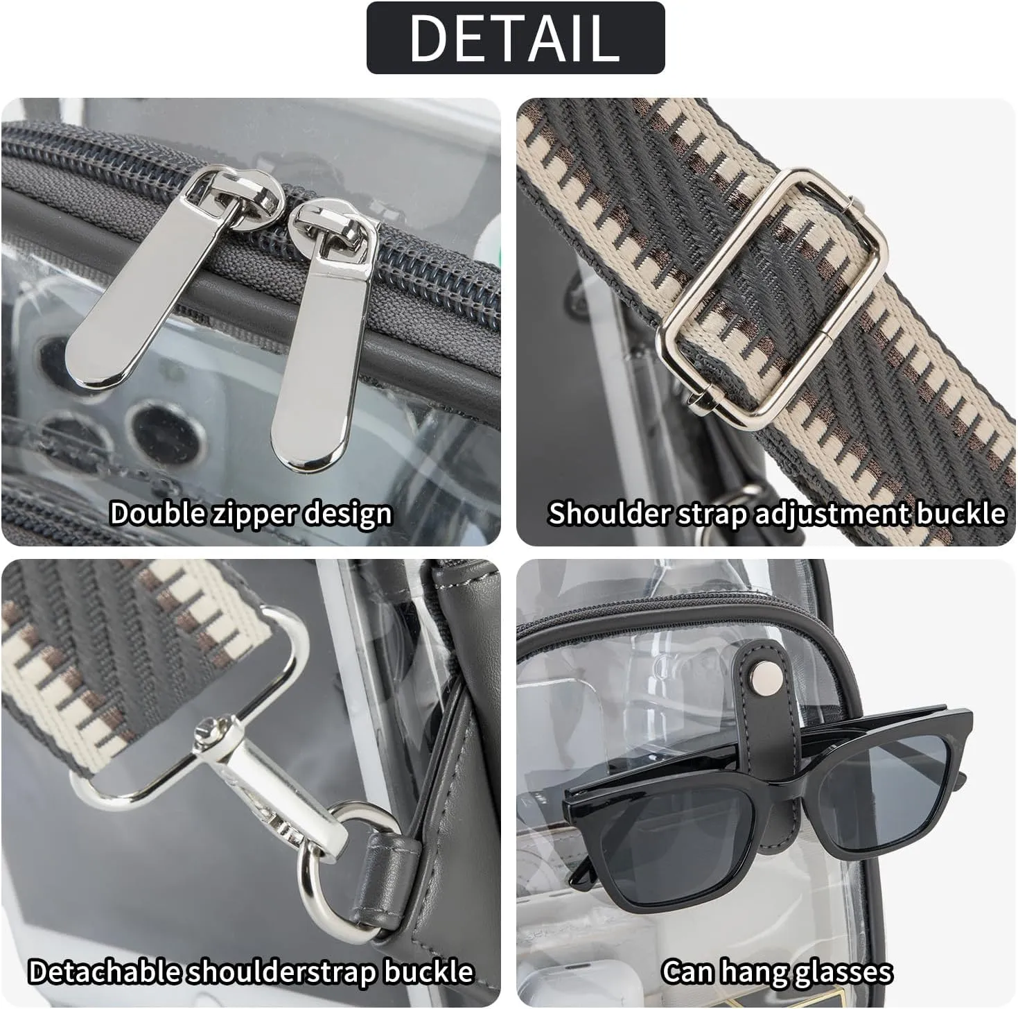 Clear Bag for Stadium Events, Clear Purses For Women Stadium Crossbody Clear Fanny pack For Women Concert Bag
