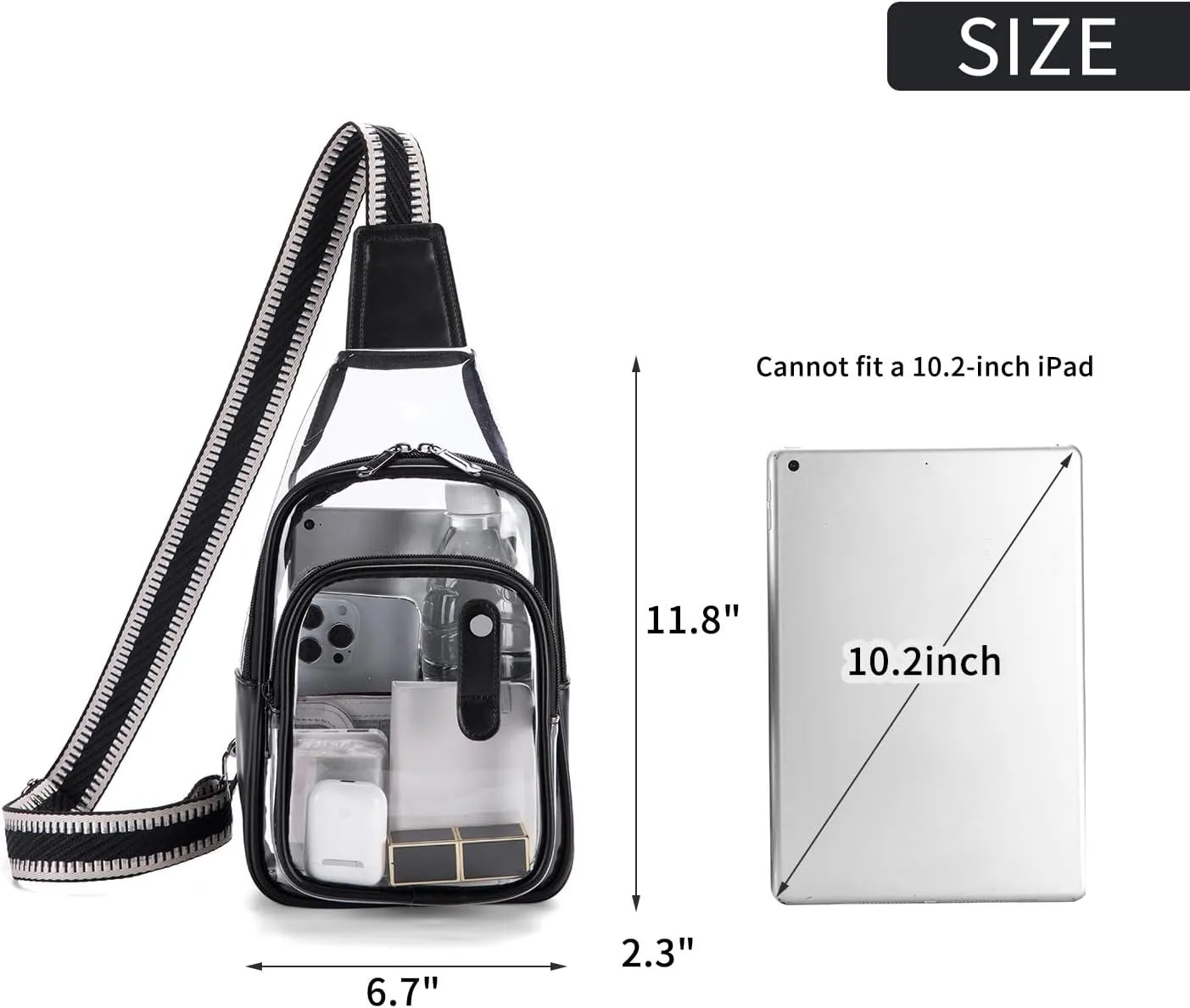 Clear Bag for Stadium Events, Clear Purses For Women Stadium Crossbody Clear Fanny pack For Women Concert Bag