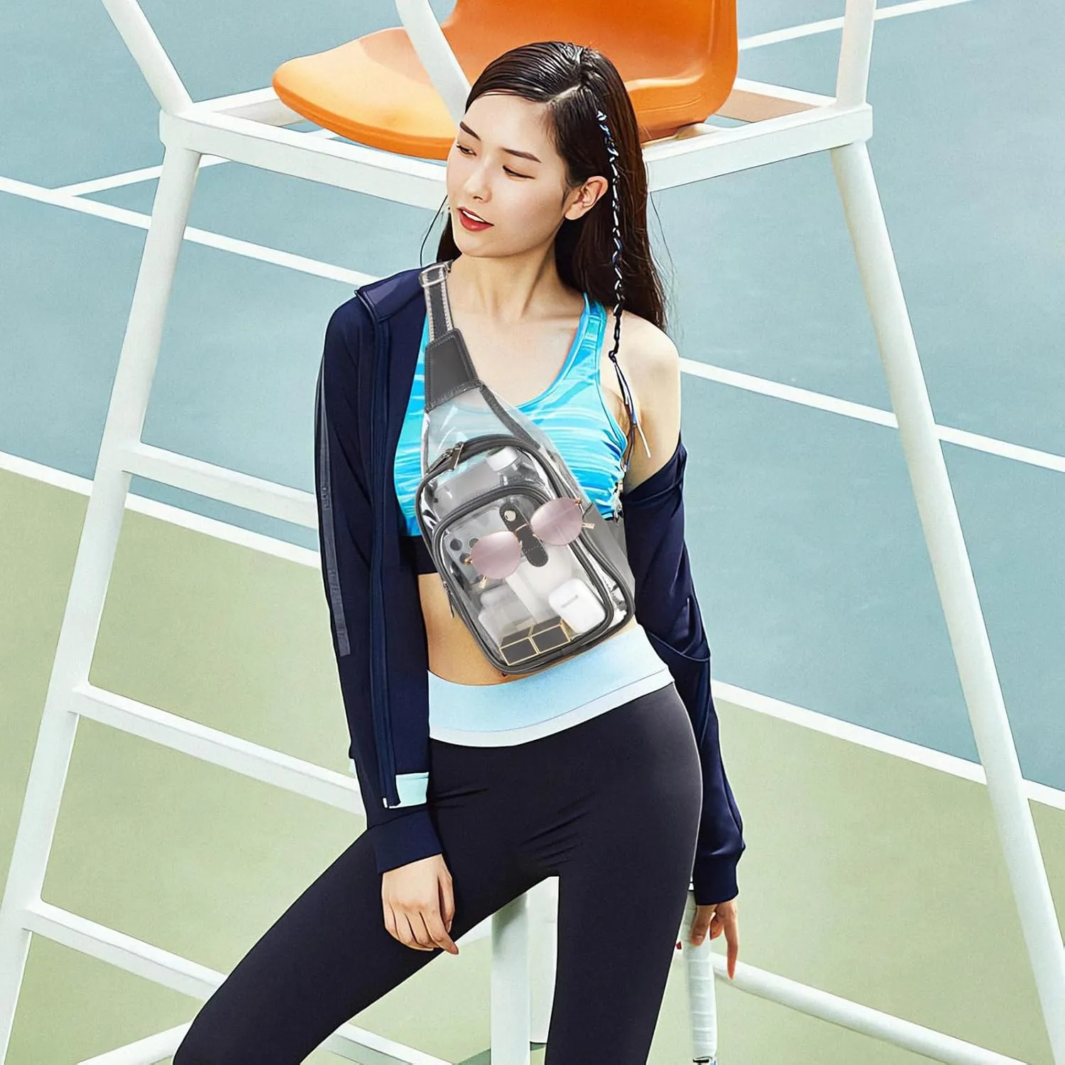 Clear Bag for Stadium Events, Clear Purses For Women Stadium Crossbody Clear Fanny pack For Women Concert Bag