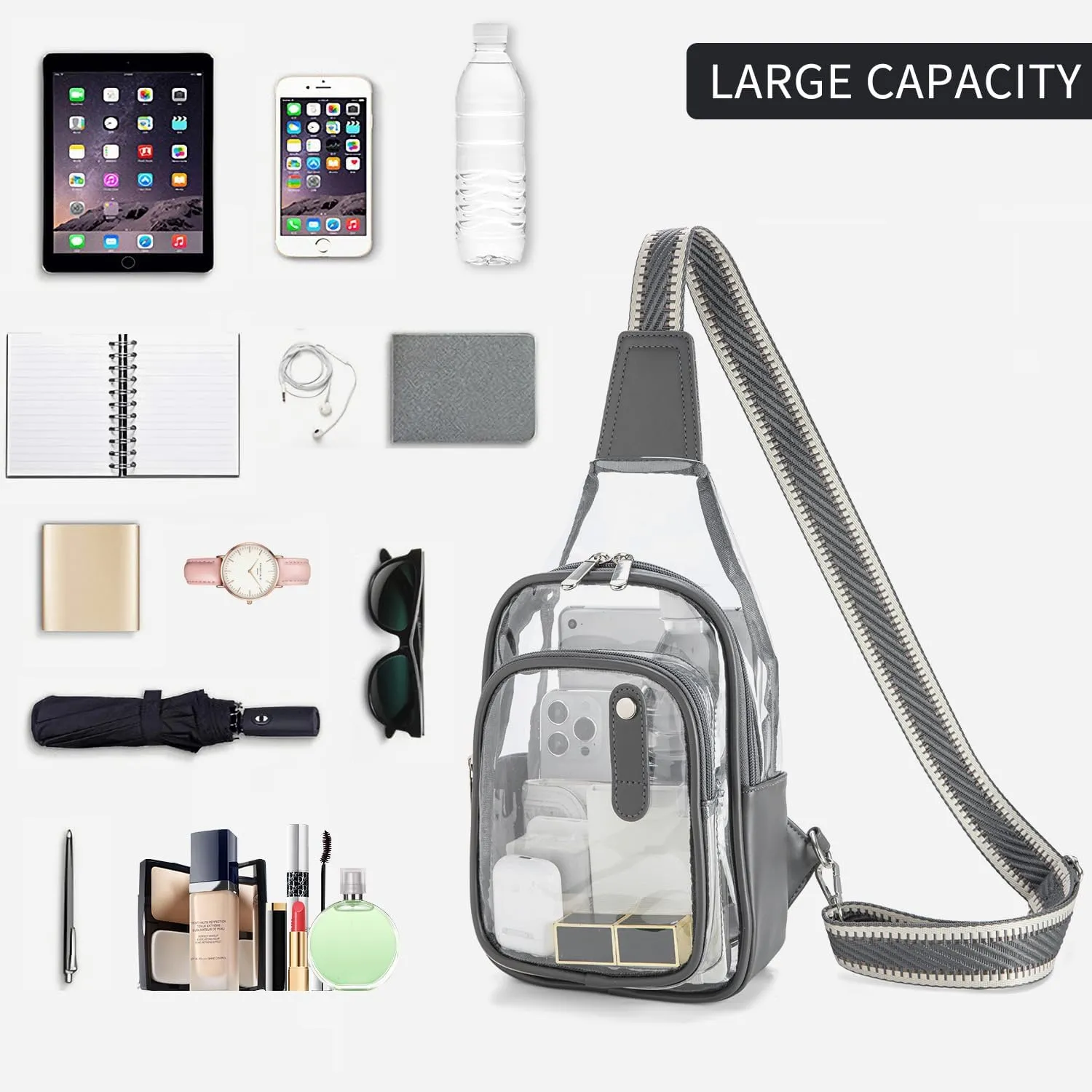Clear Bag for Stadium Events, Clear Purses For Women Stadium Crossbody Clear Fanny pack For Women Concert Bag
