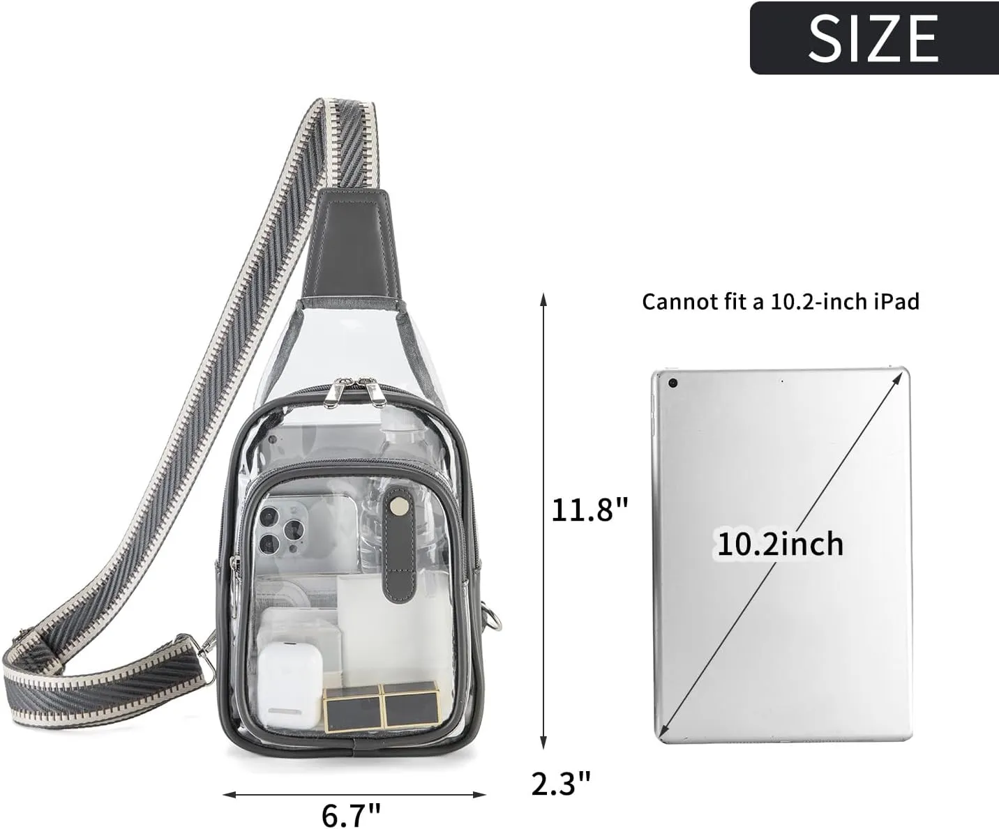 Clear Bag for Stadium Events, Clear Purses For Women Stadium Crossbody Clear Fanny pack For Women Concert Bag
