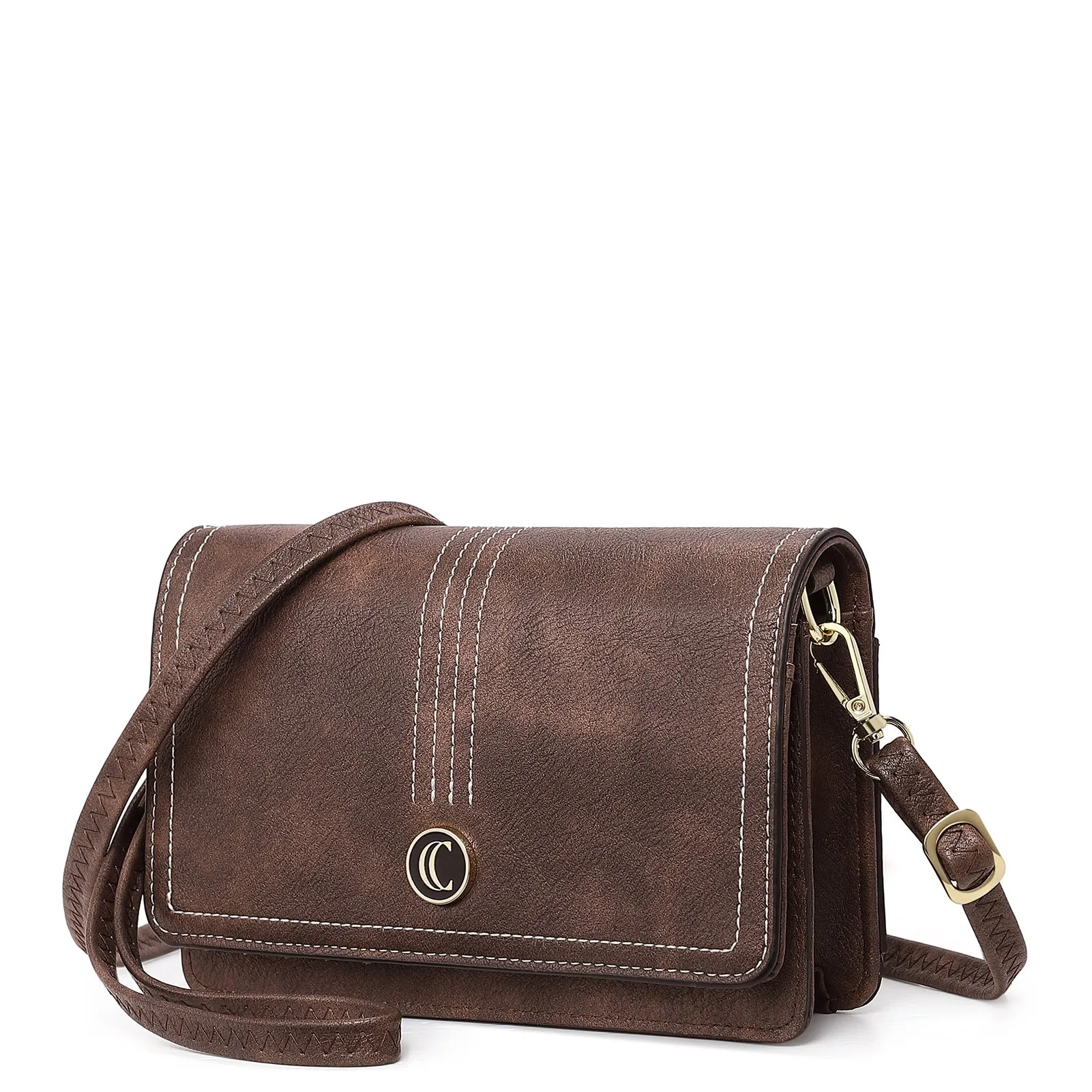 CLUCI Crossbody Purse for Women, Wristlet Wallet, Small Shoulder Bag with Card Slots, Leather Flap Cell phone Clutch