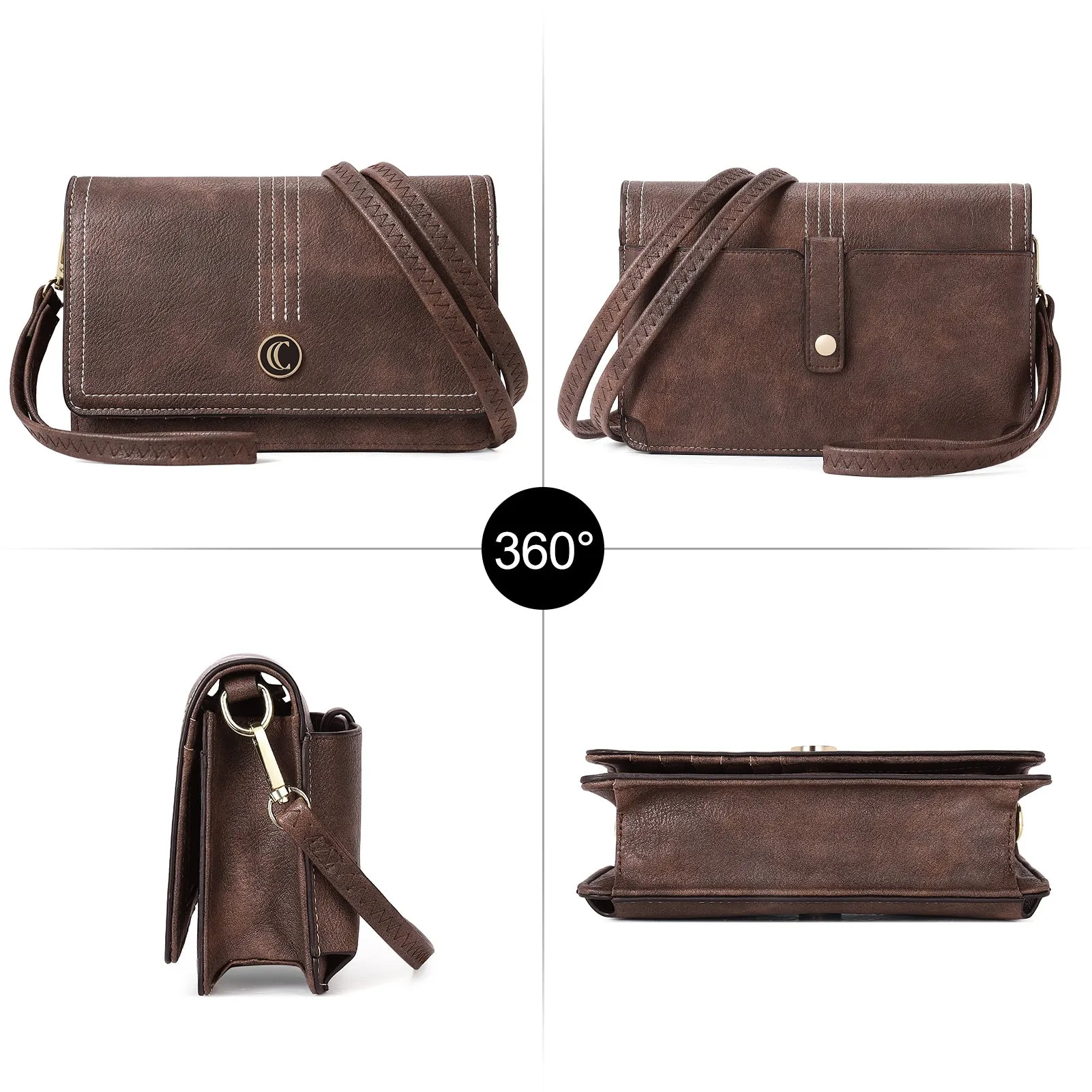 CLUCI Crossbody Purse for Women, Wristlet Wallet, Small Shoulder Bag with Card Slots, Leather Flap Cell phone Clutch