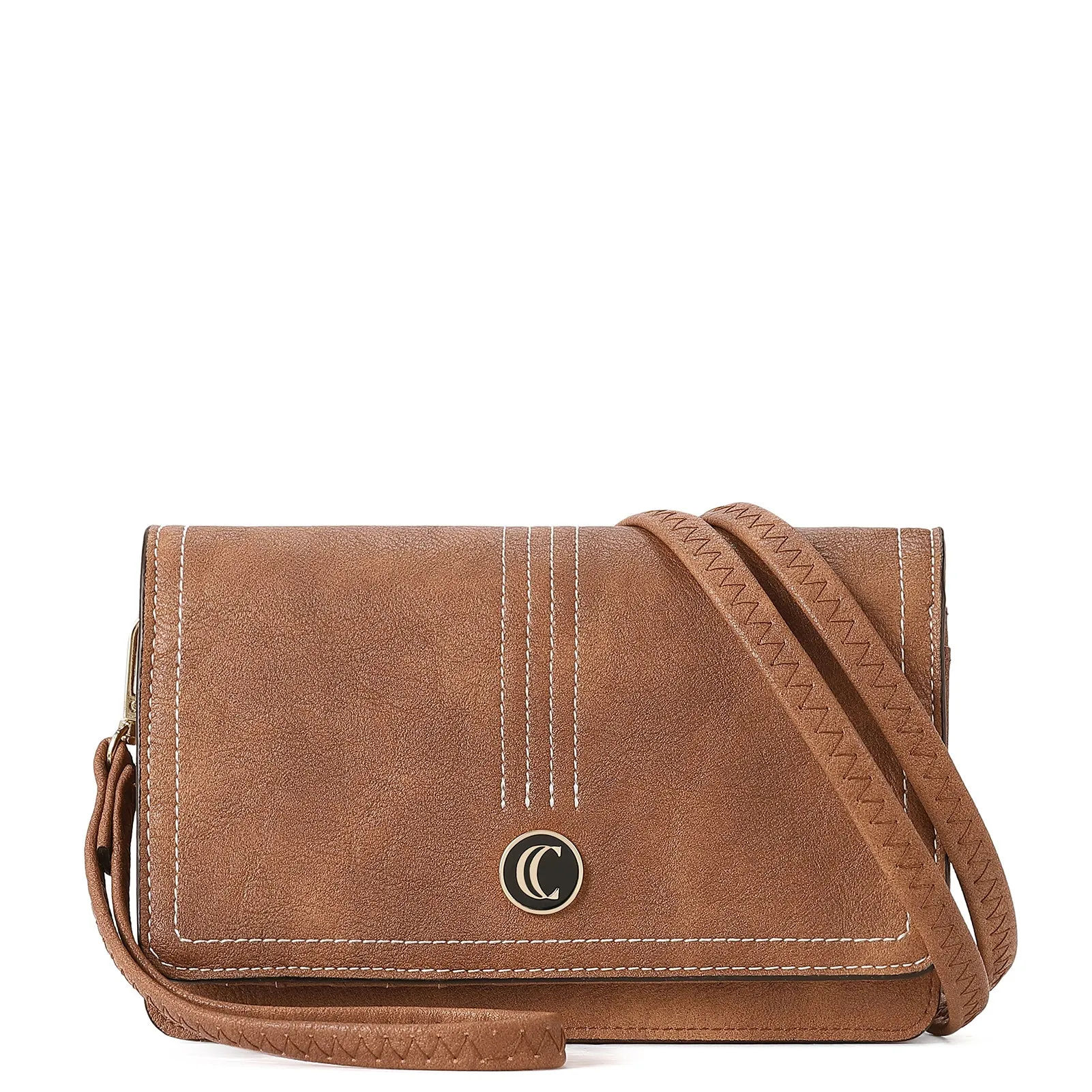 CLUCI Crossbody Purse for Women, Wristlet Wallet, Small Shoulder Bag with Card Slots, Leather Flap Cell phone Clutch
