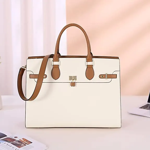 CLUCI Leather Briefcase for Women 15.6" Large Laptop Bag Computer Shoulder Bag Napa Pattern