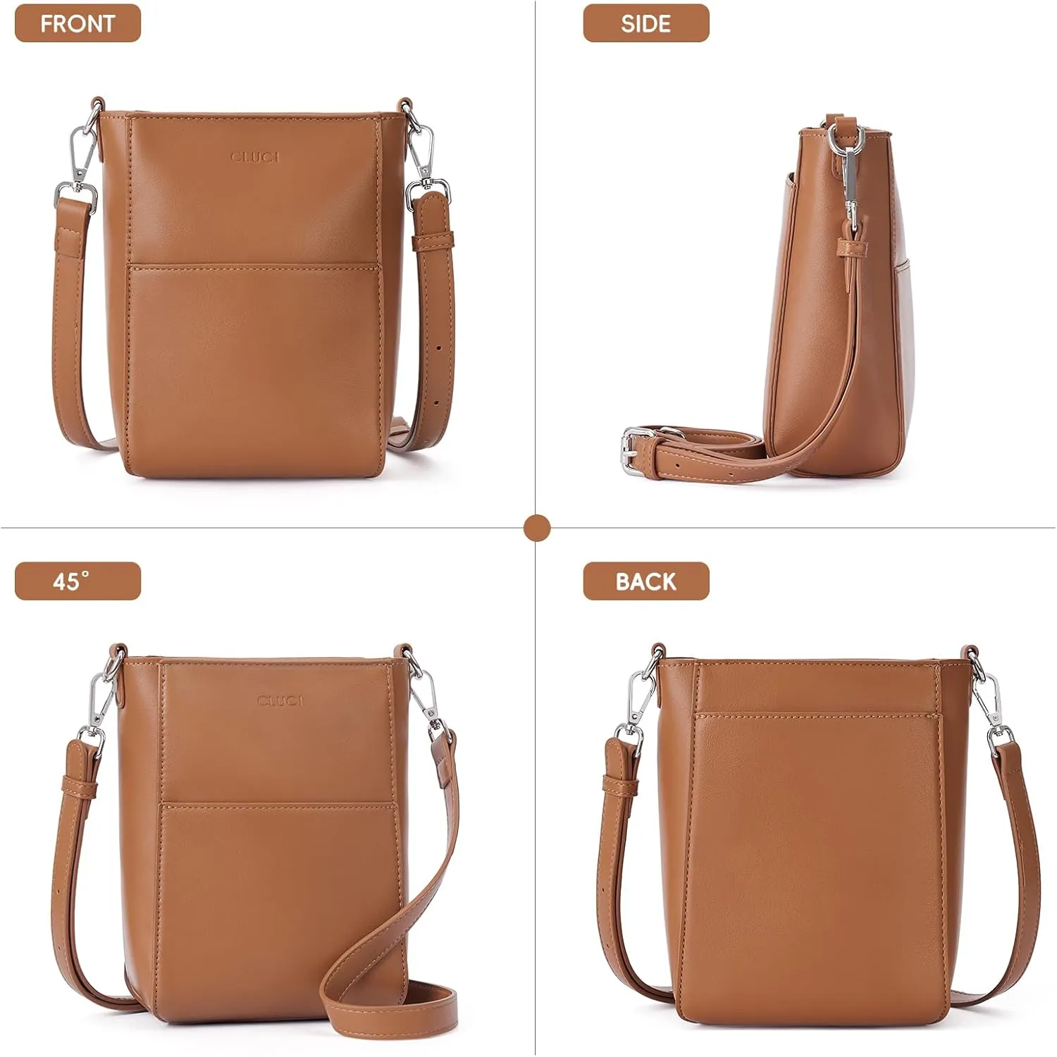 CLUCI Small Crossbody Bags for Women Trendy PU Leather Cell Phone Purse Wallet with Adjustable Strap