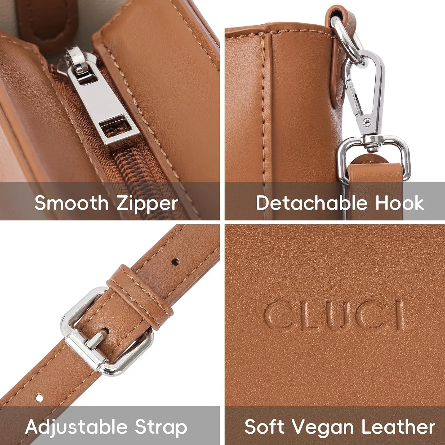 CLUCI Small Crossbody Bags for Women Trendy PU Leather Cell Phone Purse Wallet with Adjustable Strap