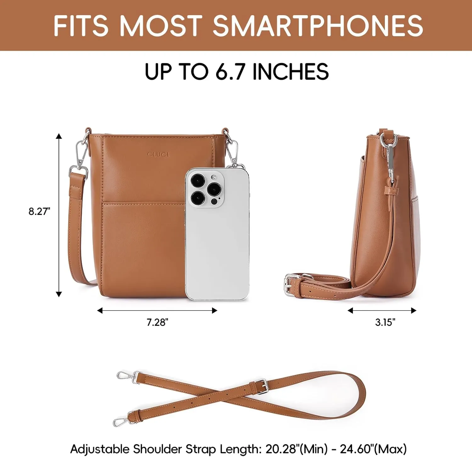 CLUCI Small Crossbody Bags for Women Trendy PU Leather Cell Phone Purse Wallet with Adjustable Strap