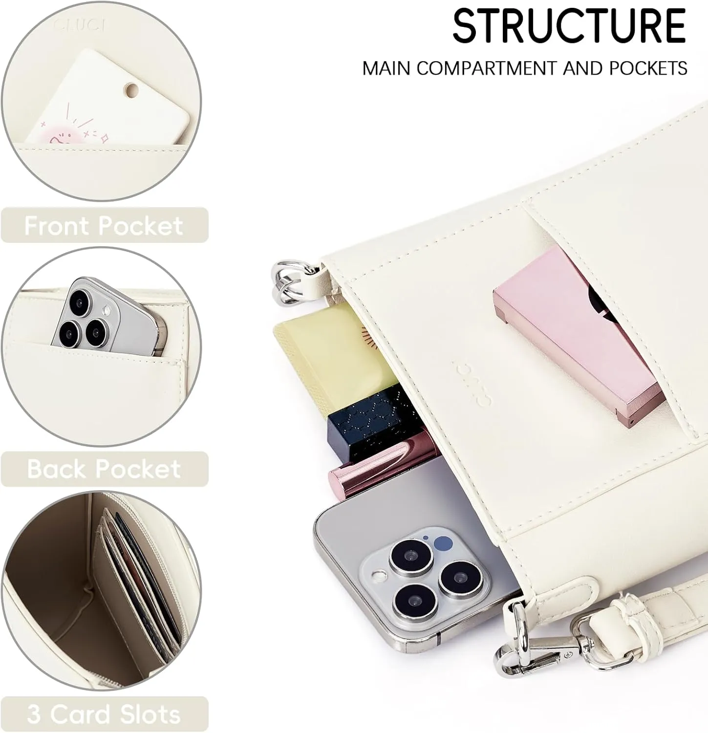 CLUCI Small Crossbody Bags for Women Trendy PU Leather Cell Phone Purse Wallet with Adjustable Strap
