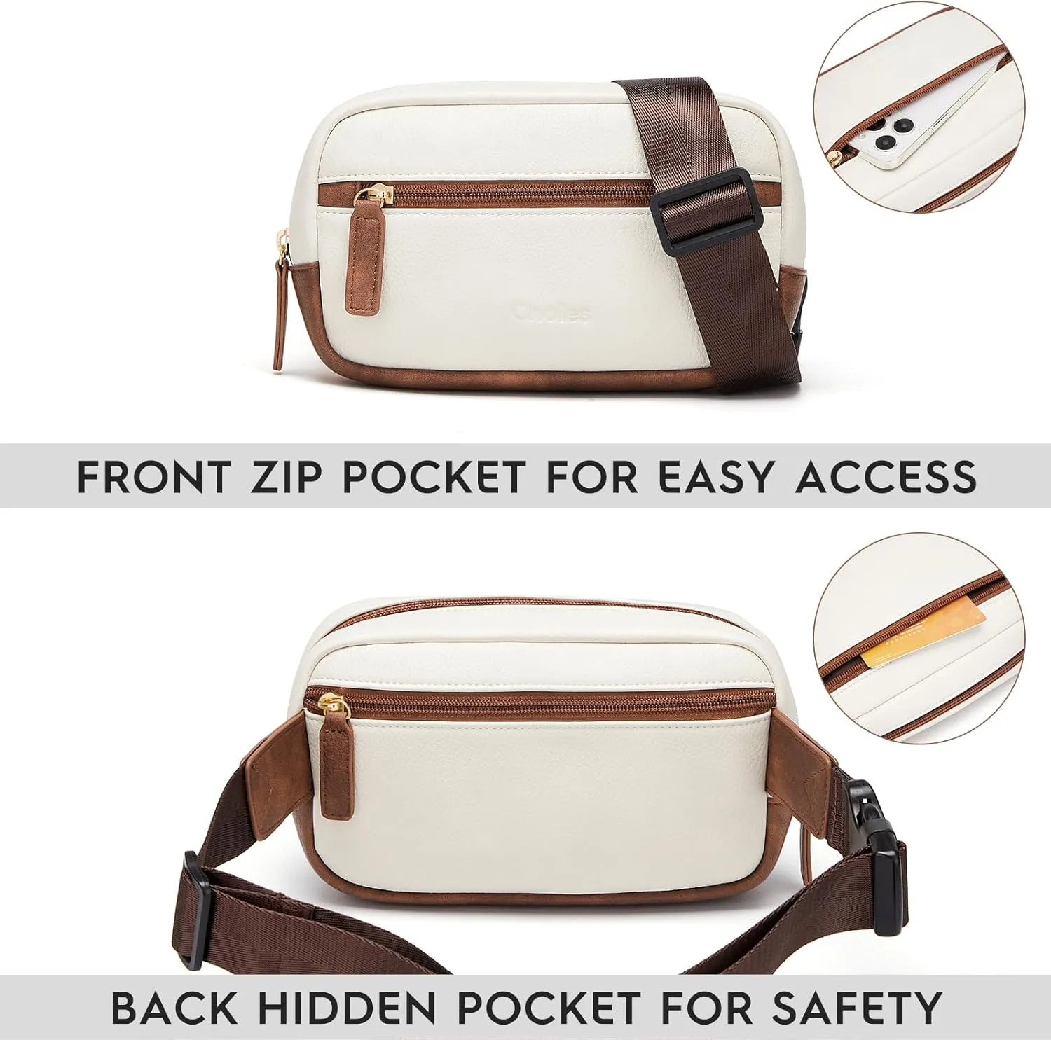 Cnoles Belt Bag for Women Fashion Waist Bag Vegan Leather Fanny Pack Crossbody Bags for Women With Adjustable Straps Grey
