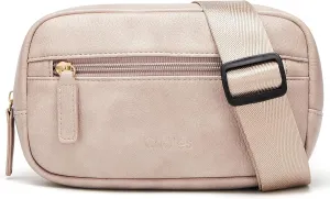 Cnoles Belt Bag for Women Fashion Waist Bag Vegan Leather Fanny Pack Crossbody Bags for Women With Adjustable Straps Grey