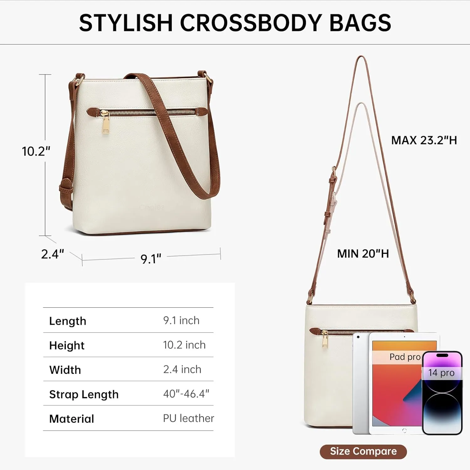 Cnoles Crossbody Bags for Women Trendy Fashion Shoulder Bag Vegan Soft Leather Purse For Ladies With Adjustable Strap