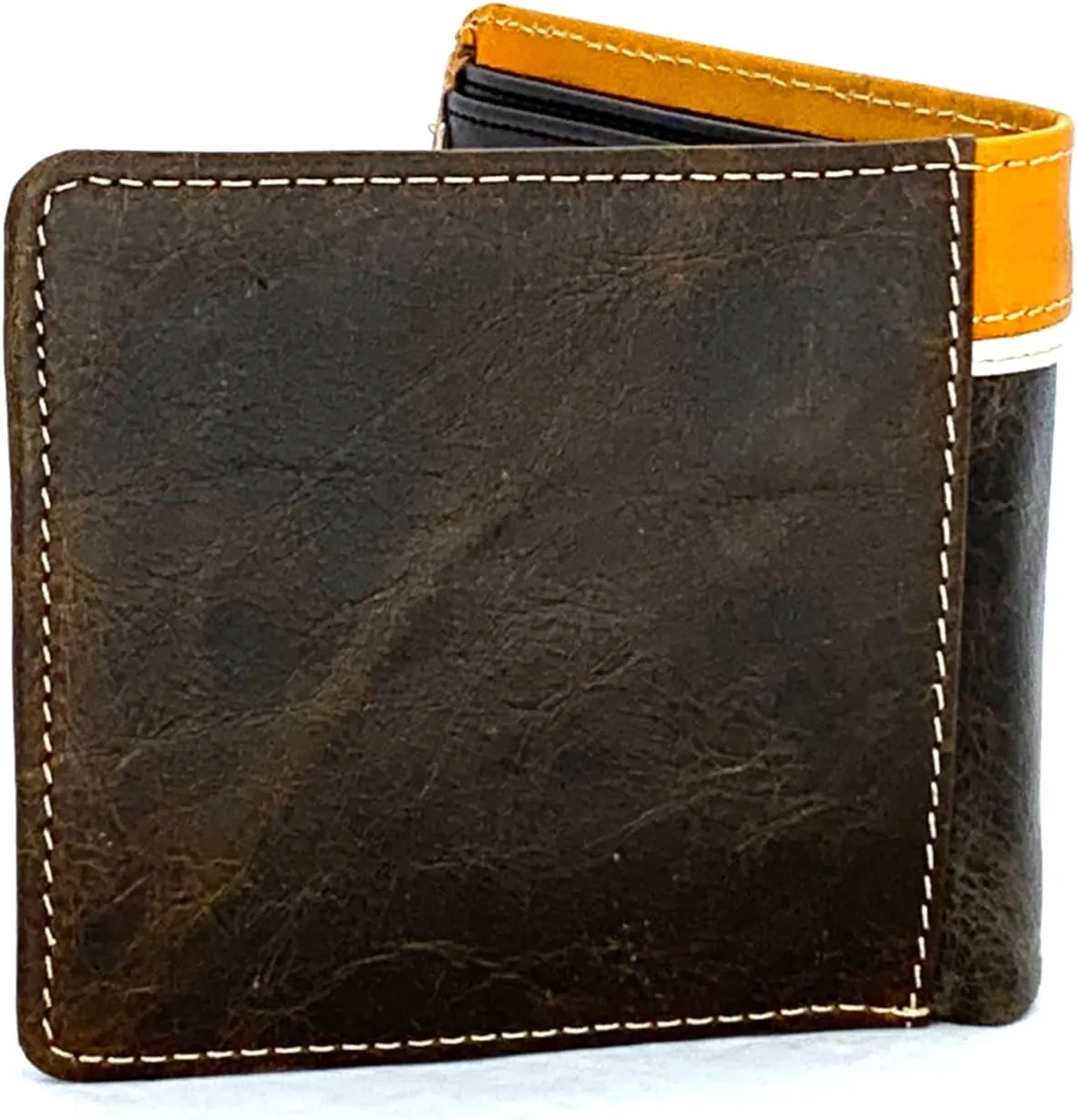 Coffee Leather Wallet With Bull Rider Concho