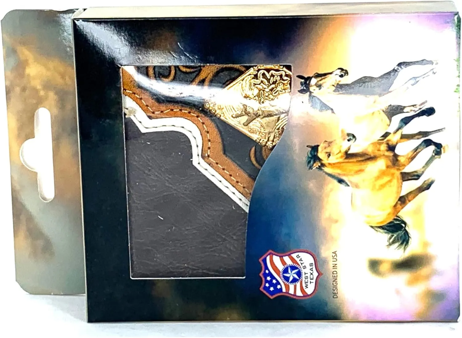 Coffee Leather Wallet With Bull Rider Concho