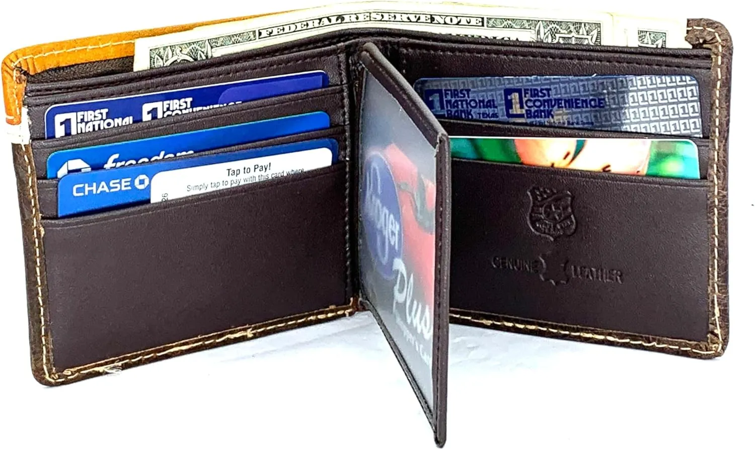 Coffee Leather Wallet With Bull Rider Concho
