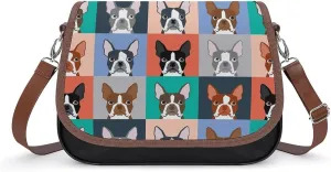 Colored Bulldog Head Crossbody Bag Anti-Theft Side Shoulder Bags Adjustable Leather Messenger Bag Unisex