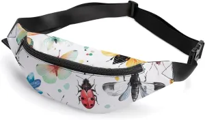 Colorful Insects Cute Fanny Pack Crossbody Lightweight Waist Bag for Men Women Outdoors Sports Hiking