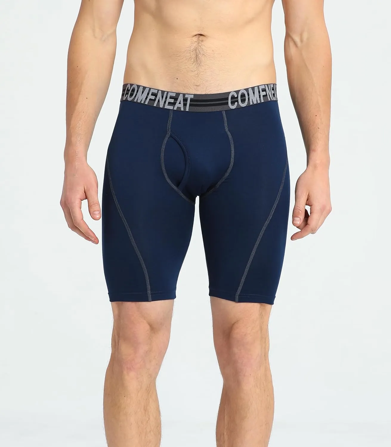 Comfneat Men's 9" Long Boxer Briefs Sports Performance Breathable Underwear 4-Pack