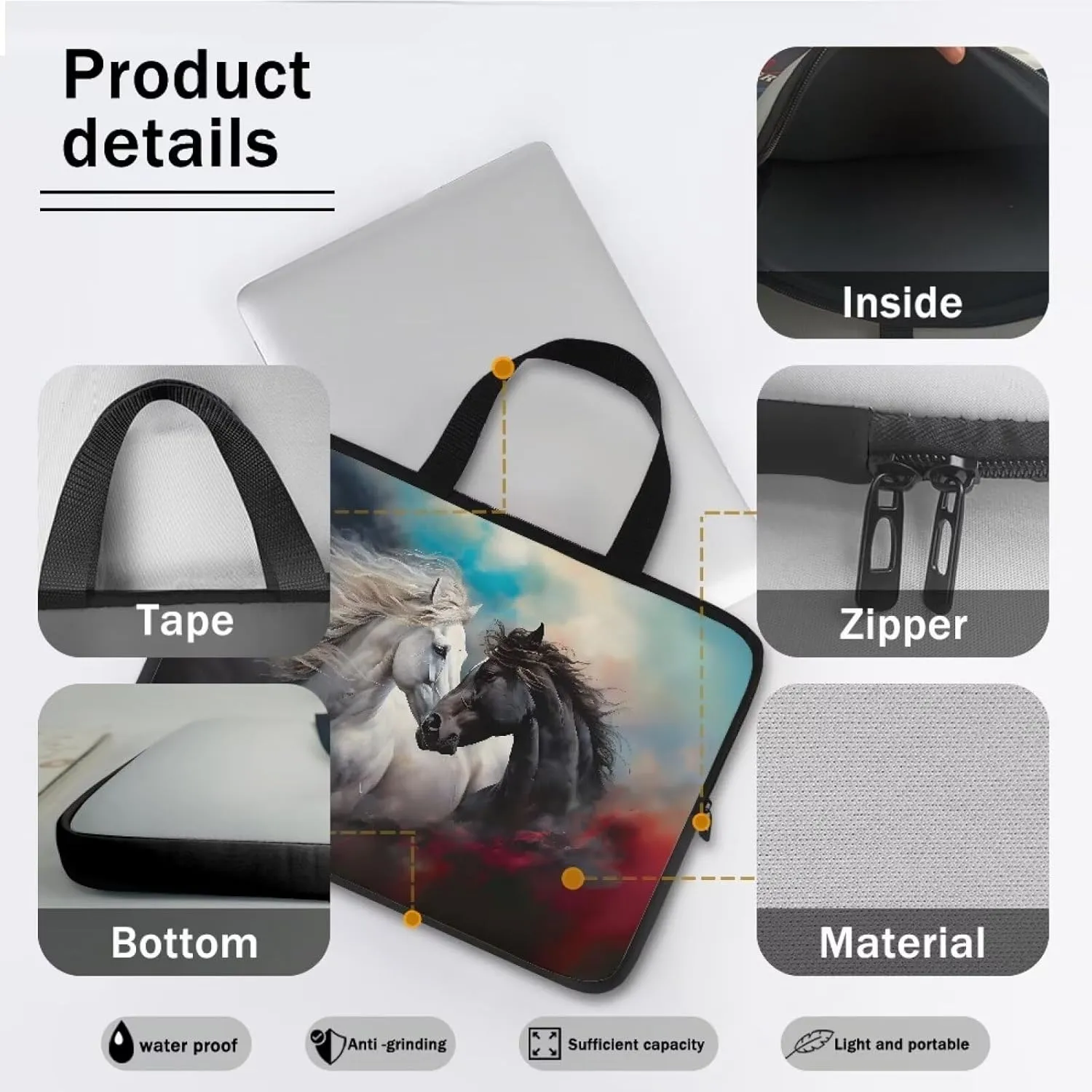 Computer Bag Waterproof Work Handbag Laptop Bag Lightweight Tote Bag Computer Accessories