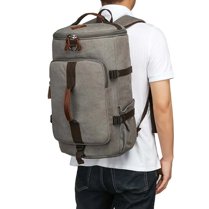 Convertible Canvas Backpack - Travel Duffle Bag 34L