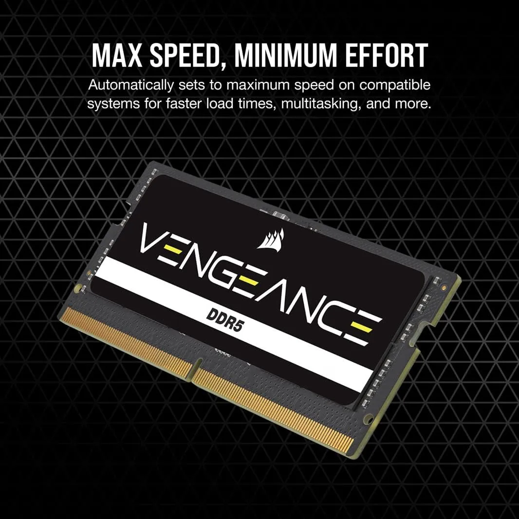 CORSAIR Vengeance SODIMM DDR5 RAM 24GB (1x24GB) 4800MHz CL40 Intel XMP iCUE Compatible Computer Memory - Black (CMSX24GX5M1A4800C40)