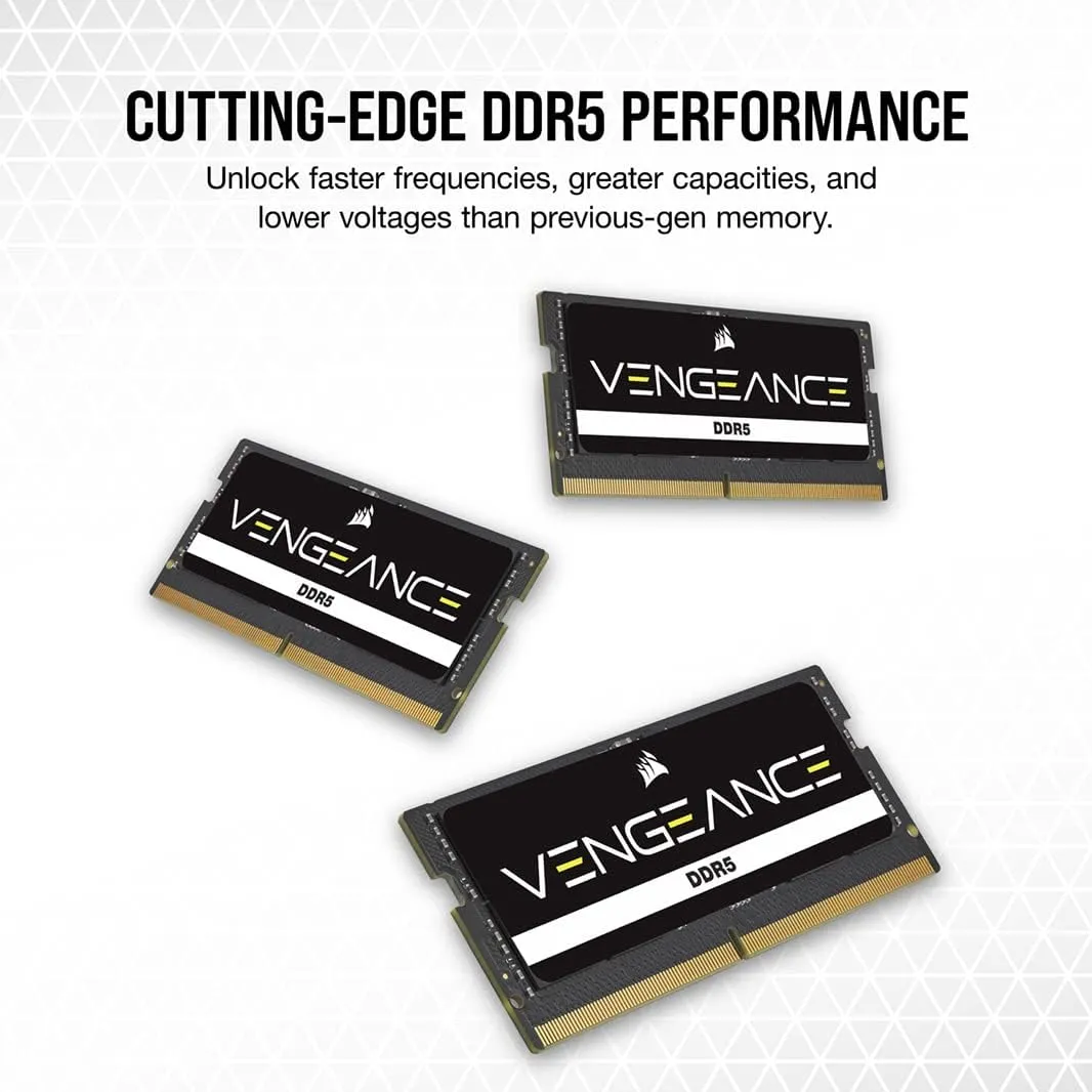 CORSAIR Vengeance SODIMM DDR5 RAM 24GB (1x24GB) 4800MHz CL40 Intel XMP iCUE Compatible Computer Memory - Black (CMSX24GX5M1A4800C40)