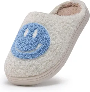 COVS Cute Kids Smile Face Slippers for Girls Boys Soft Plush Non-Slip Toddler House Slippers Little kids smile slippers Indoor Outdoor