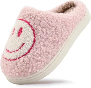 COVS Cute Kids Smile Face Slippers for Girls Boys Soft Plush Non-Slip Toddler House Slippers Little kids smile slippers Indoor Outdoor