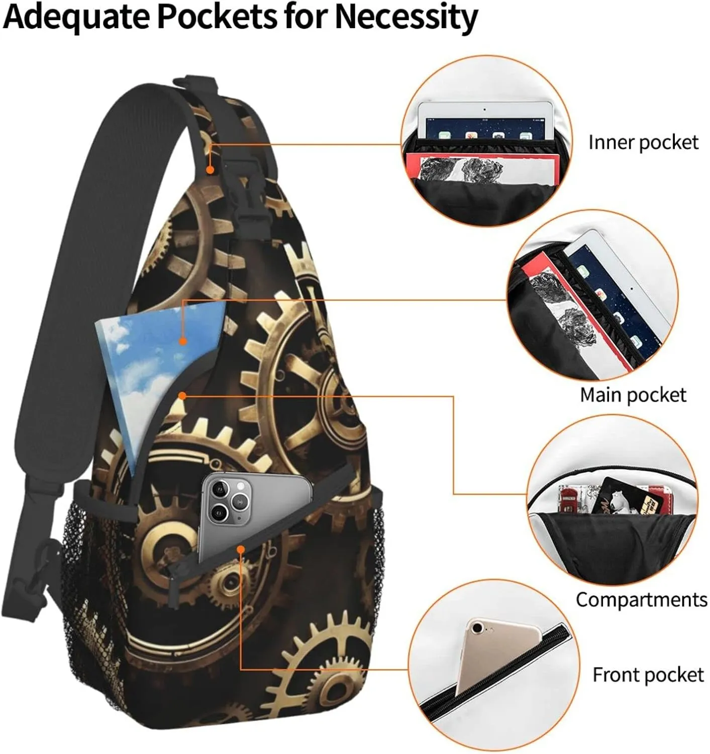 Cow Black Spot Unisex Crossbody Backpack Travel Hiking Casual Chest Bags Lightweight Fashion