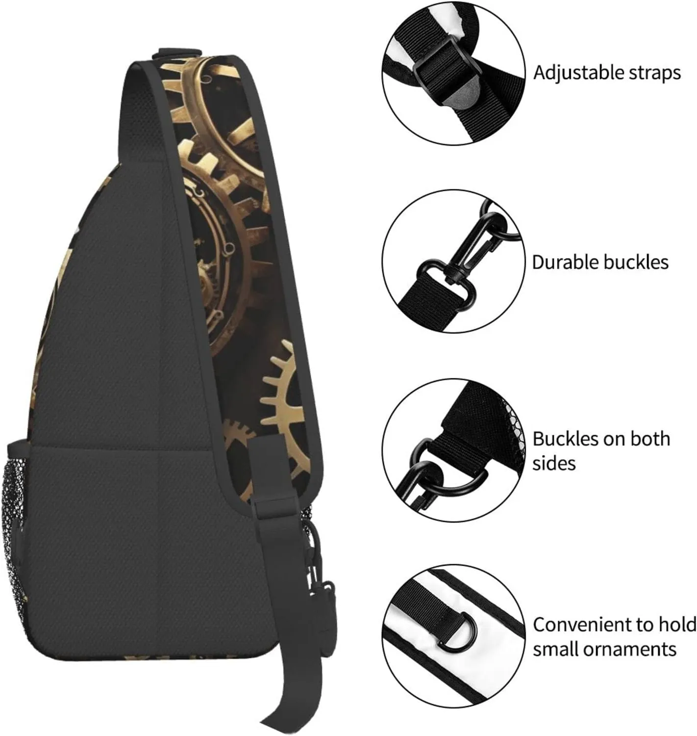 Cow Black Spot Unisex Crossbody Backpack Travel Hiking Casual Chest Bags Lightweight Fashion