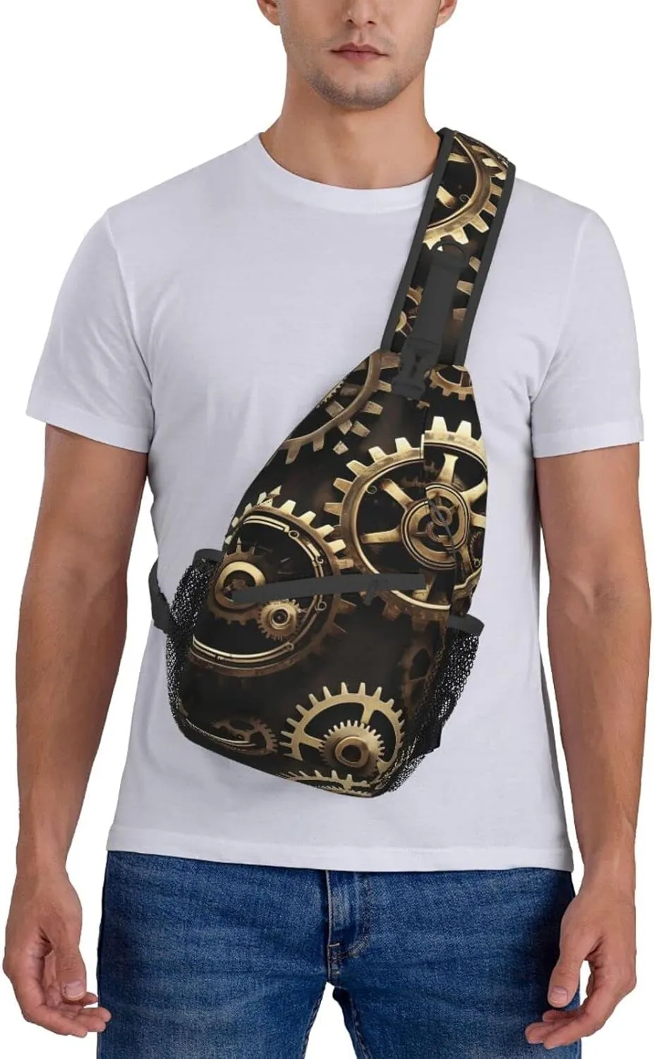 Cow Black Spot Unisex Crossbody Backpack Travel Hiking Casual Chest Bags Lightweight Fashion