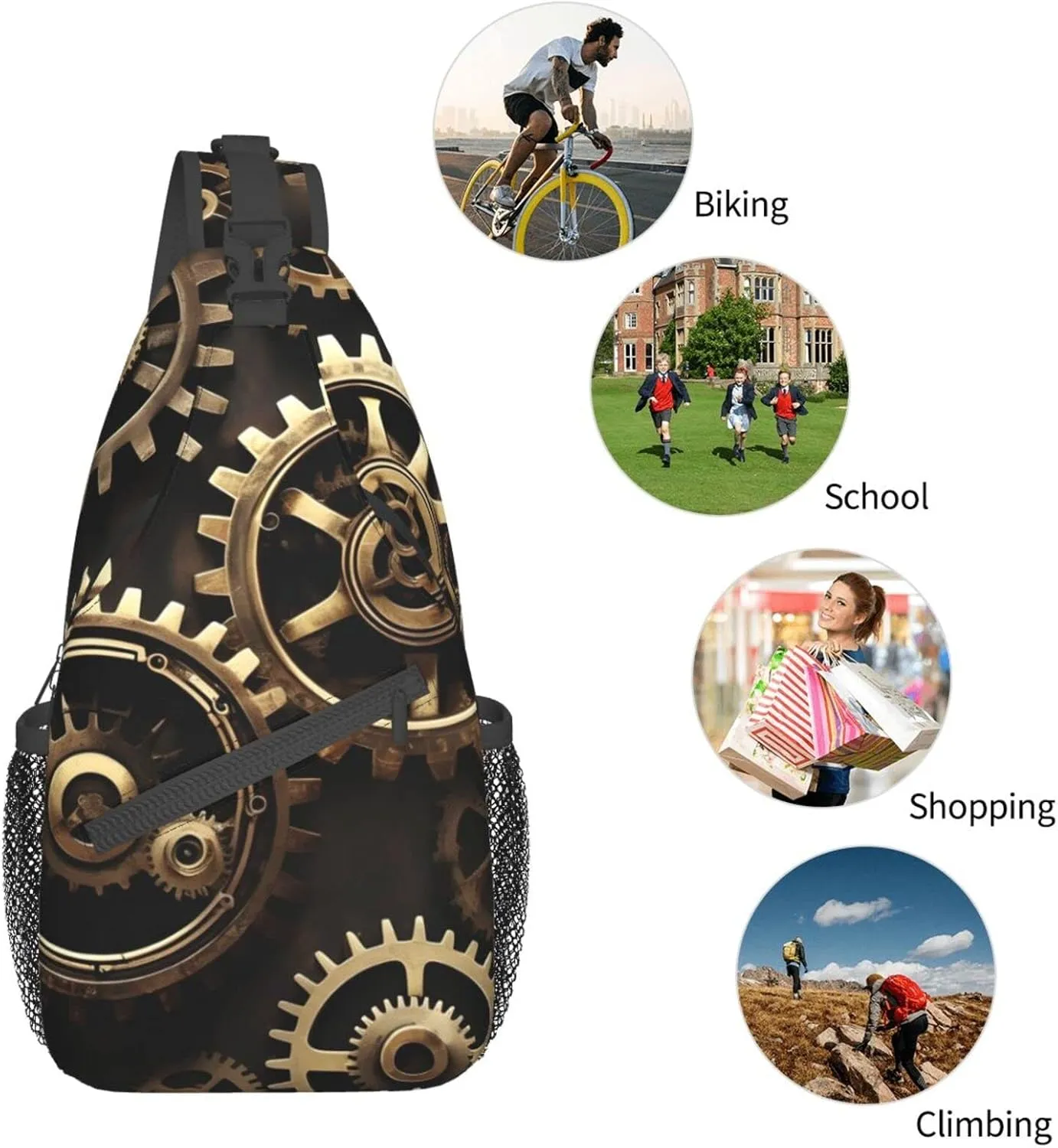 Cow Black Spot Unisex Crossbody Backpack Travel Hiking Casual Chest Bags Lightweight Fashion