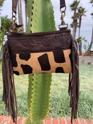 Cowhide Jirafa print crossbody/hipster