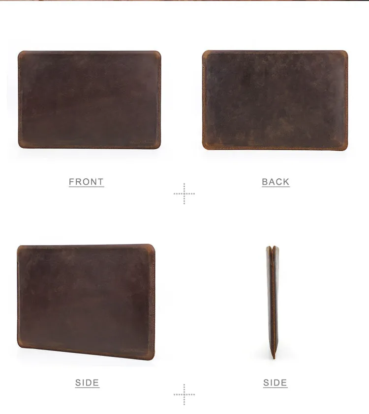 Crazy Horse Leather Laptop Sleeve for MacBook Air M2 13.6"