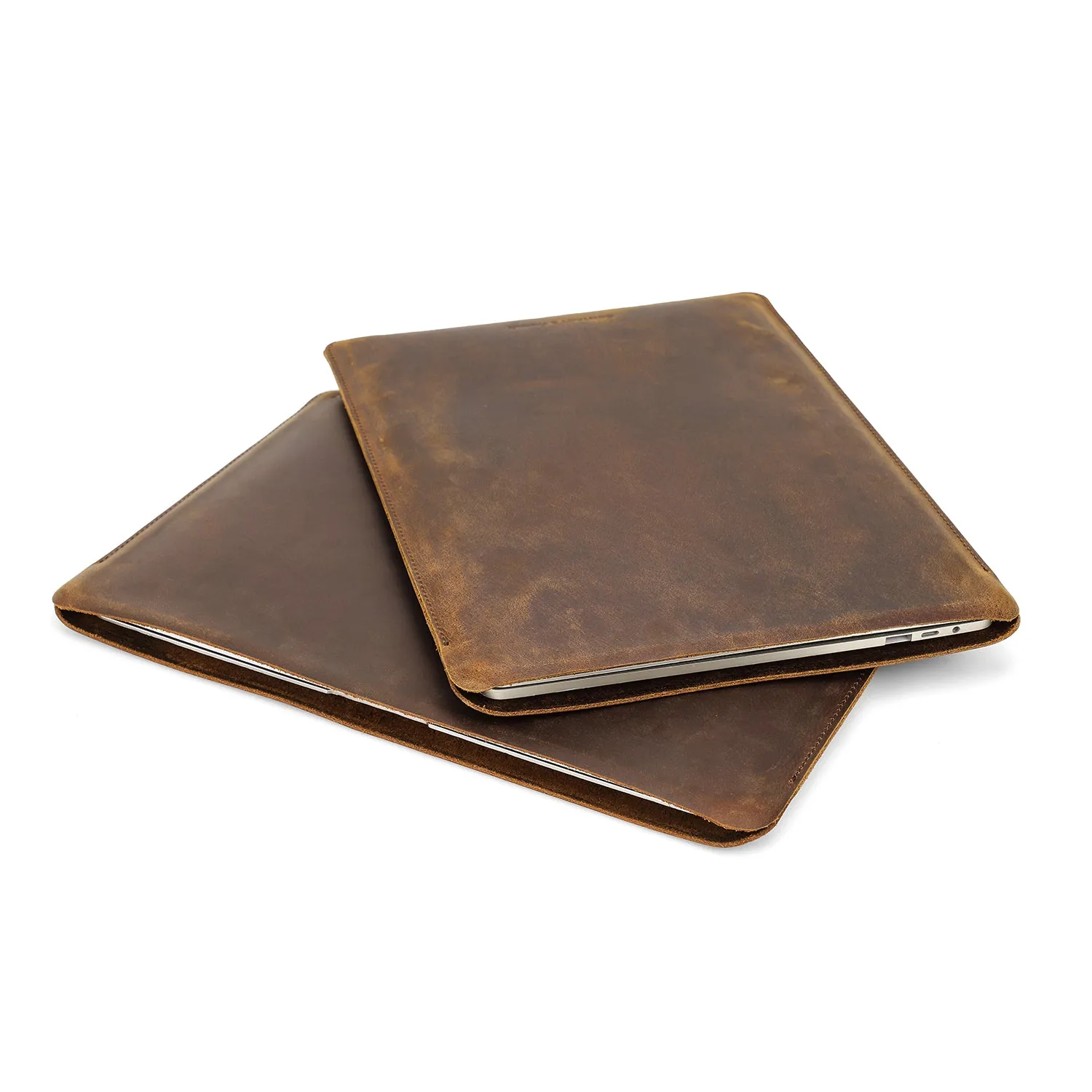 Crazy Horse Leather Laptop Sleeve for MacBook Air M2 13.6"