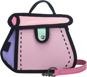 Creative 2D Cartoon Crossbody Bag for Women and Men with Unique Canvas Designs and Chain Strap Stylish Shoulder Bag