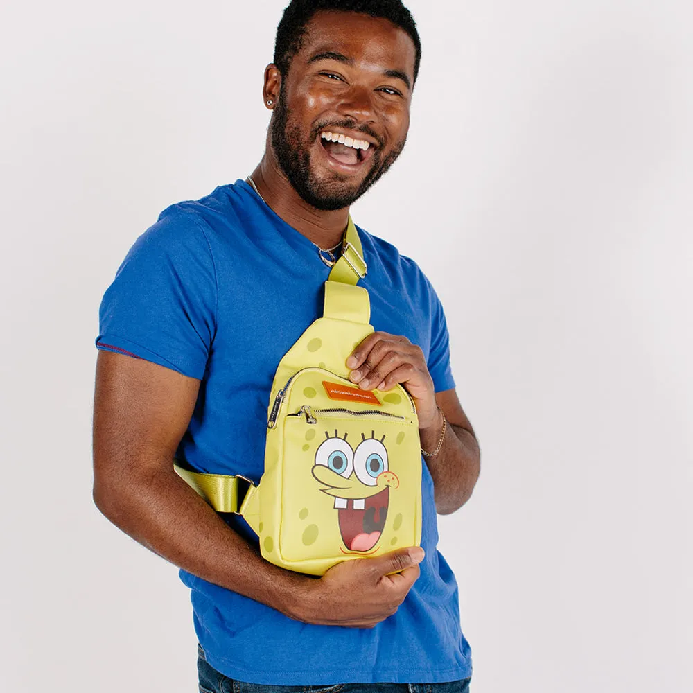 Cross Body Sling Bag  - SpongeBob SquarePants Smiling Face Character Close-Up Yellow