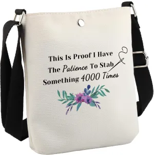 Cross Stitch Gift Cross Stitch Project Bag This Is Proof I Stab Something 4000 Times Sewing Crossbody Bag