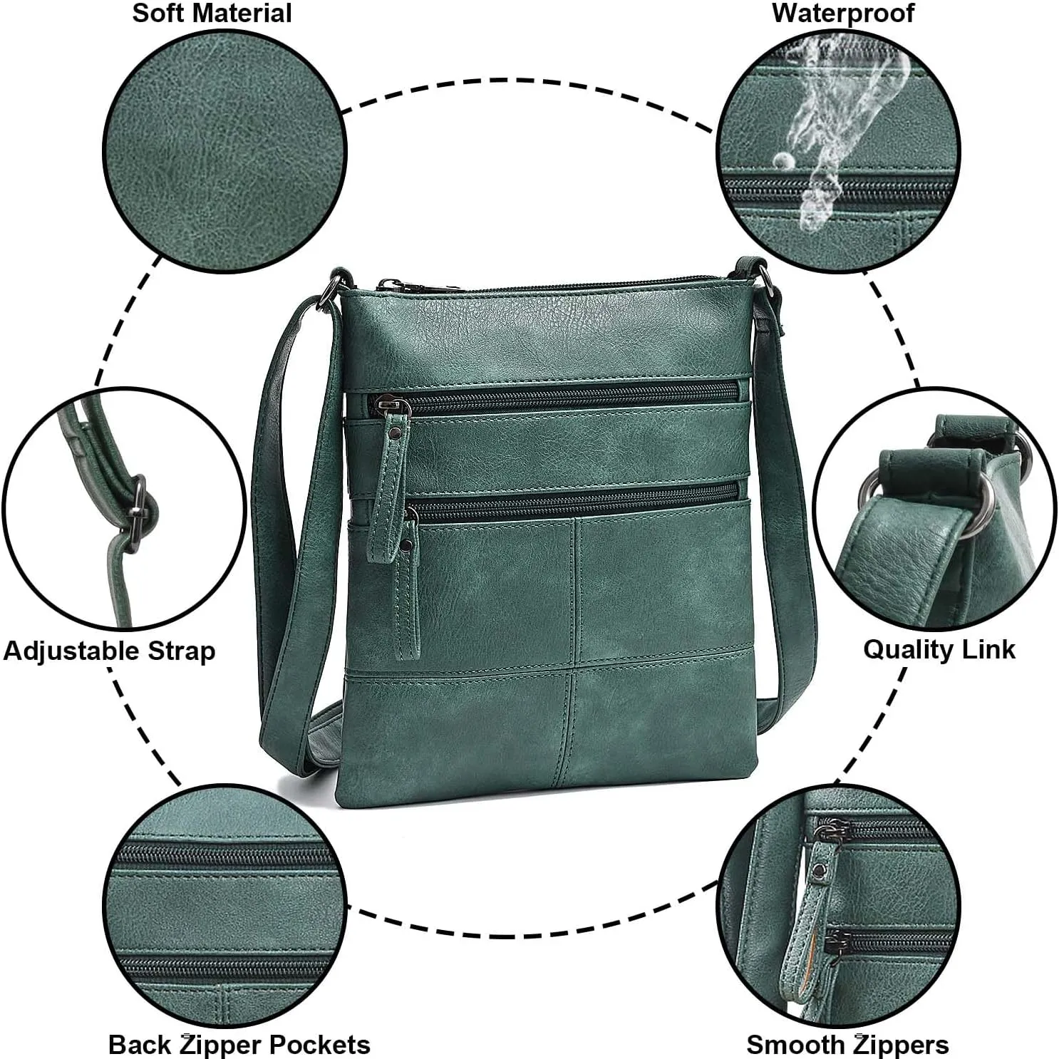 Crossbody Bag for Women, Crossbody Purse Cell Phone Wallet Purses Should Bag,PU Leather Sling Bag with Pockets