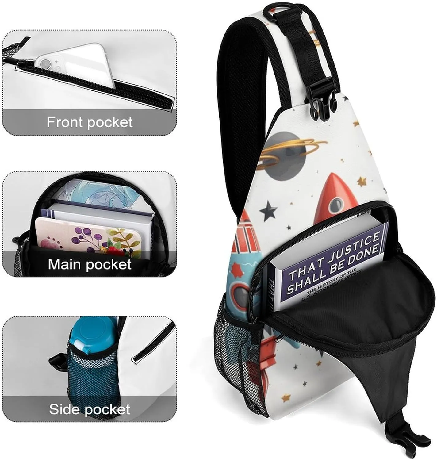 Crossbody Bag for Women Men Chest Bag Cartoon Santa Claus Sling Bag Crossbody Shoulder Bag Sling Backpack