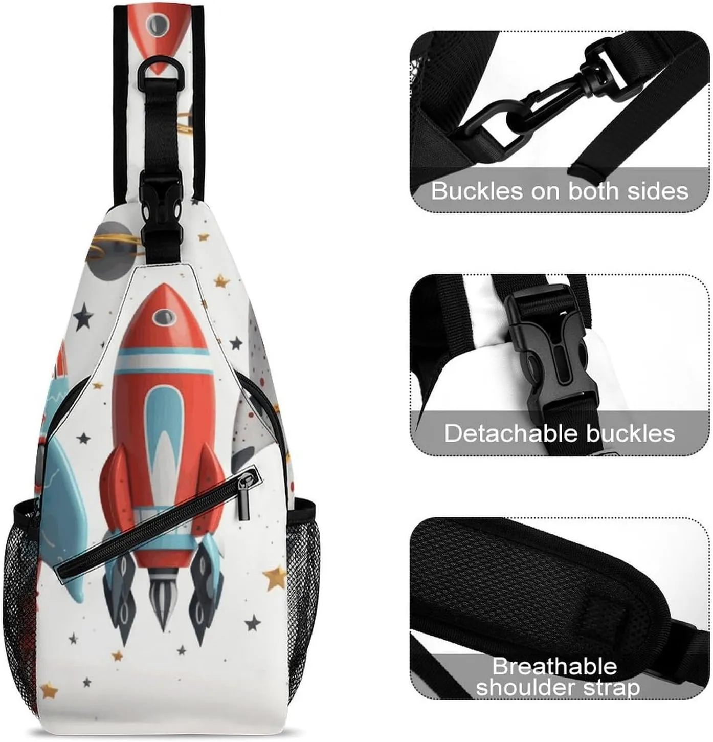 Crossbody Bag for Women Men Chest Bag Cartoon Santa Claus Sling Bag Crossbody Shoulder Bag Sling Backpack