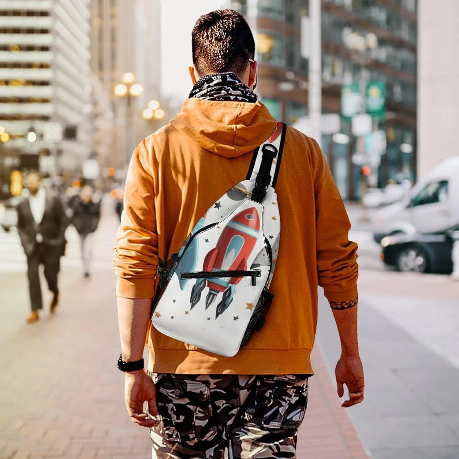 Crossbody Bag for Women Men Chest Bag Cartoon Santa Claus Sling Bag Crossbody Shoulder Bag Sling Backpack