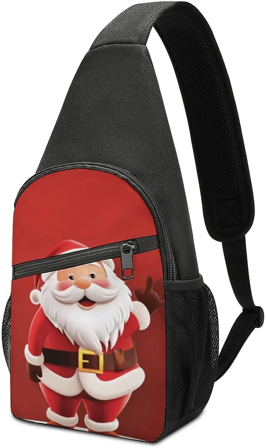 Crossbody Bag for Women Men Sling Bag Cartoon Santa Claus Chest Bag Crossbody Adjustable Shoulder Bag