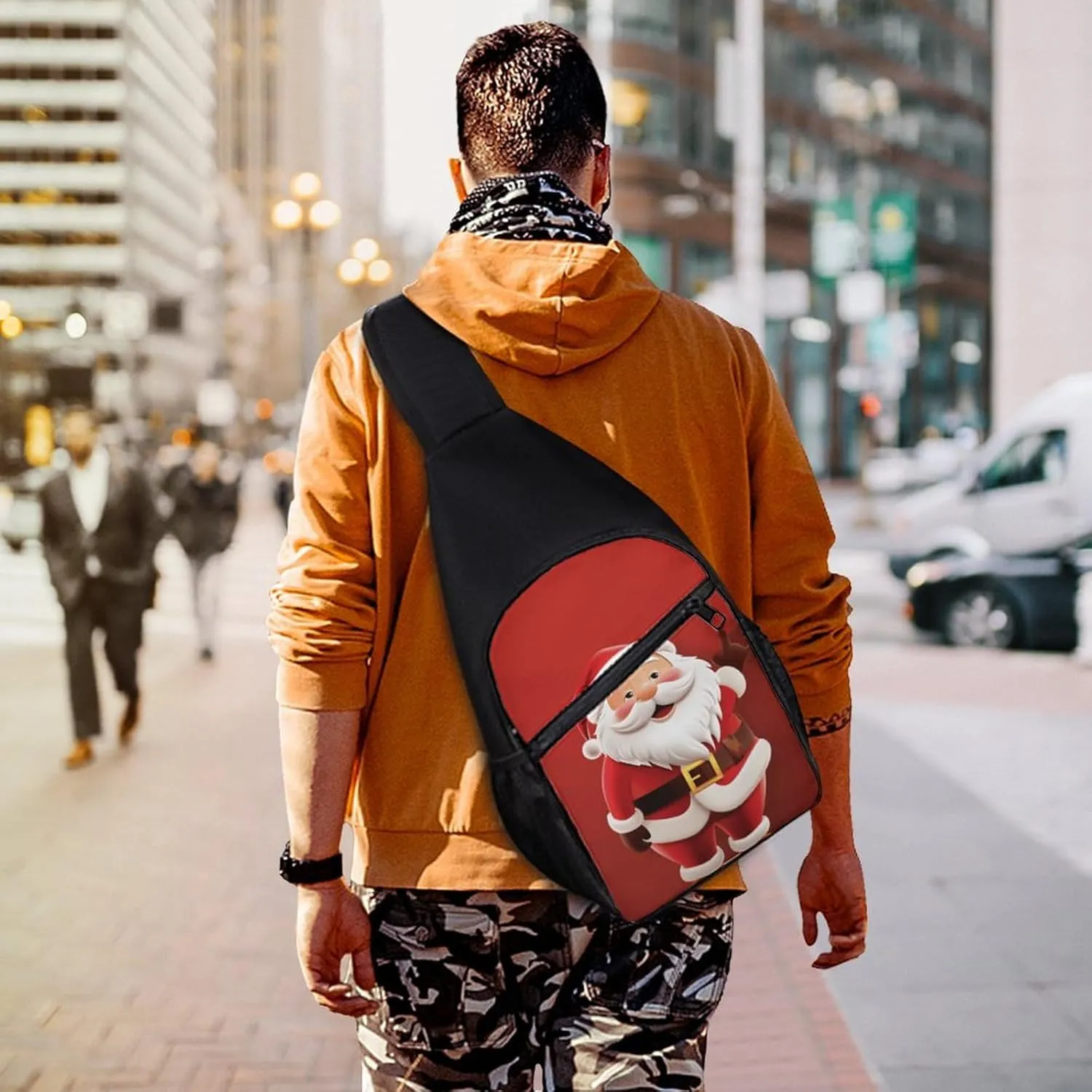 Crossbody Bag for Women Men Sling Bag Cartoon Santa Claus Chest Bag Crossbody Adjustable Shoulder Bag